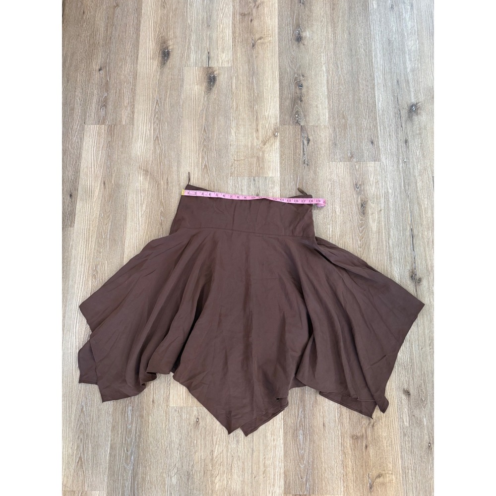Zara Goth Boho Minimalist Handkerchief Hem Midi Skirt Women XL Brown NWT Asym - Picture 4 of 8